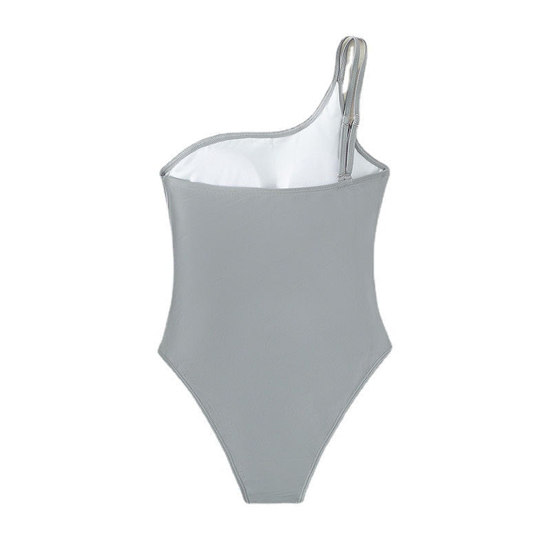 Damen asymmetrischer Cut-Out Einteiler Badeanzug