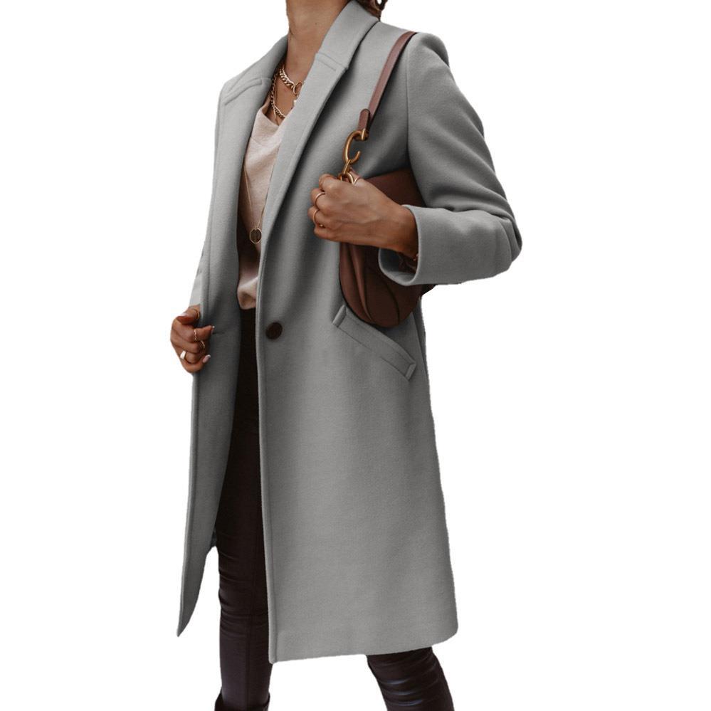 Damen Eleganter Langmantel mit schmalem Schnitt und tiefen Taschen R&B