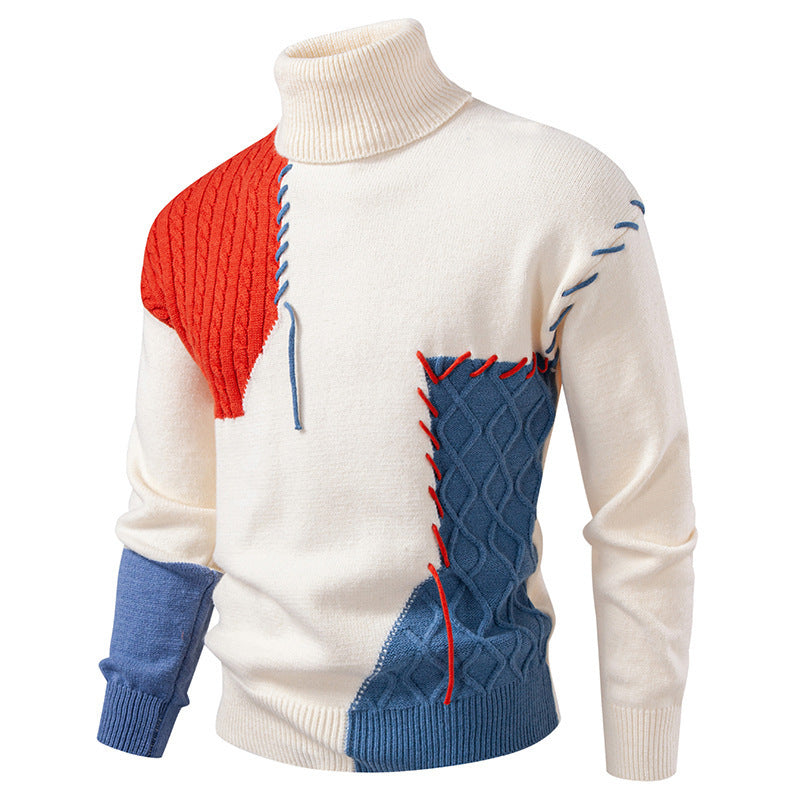 Herren Rollkragenpullover mit einzigartigem Strickdesign R&B