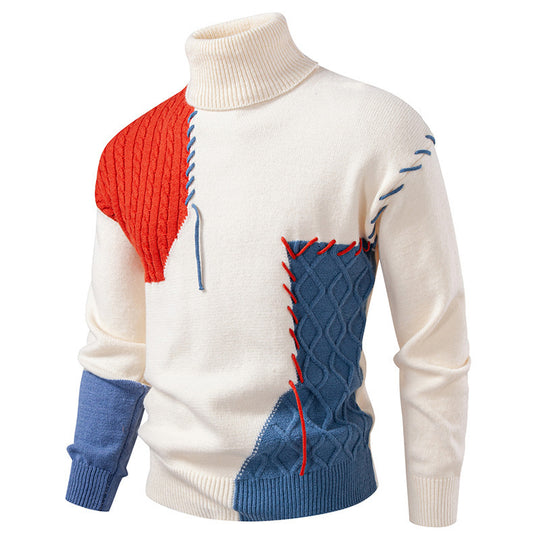 Herren Rollkragenpullover mit einzigartigem Strickdesign R&B