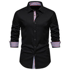 Herren elegantes Langarmhemd mit modernen Karodetails R&B
