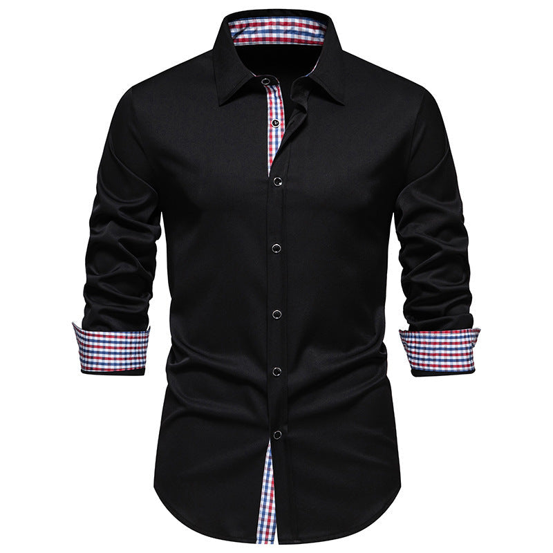 Herren elegantes Langarmhemd mit modernen Karodetails R&B