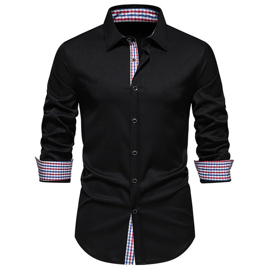 Herren elegantes Langarmhemd mit modernen Karodetails R&B