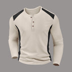 Herren Langarm-Henley-Shirt aus atmungsaktivem Material mit Kontrastdetails R&B