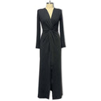 Damen Elegantes Wickelkleid mit tiefem V-Ausschnitt und schmalem Schnitt R&B