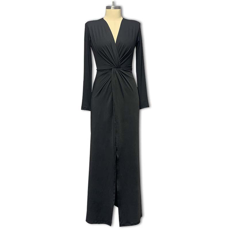 Damen Elegantes Wickelkleid mit tiefem V-Ausschnitt und schmalem Schnitt R&B