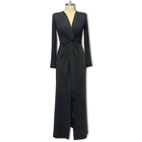 Damen Elegantes Wickelkleid mit tiefem V-Ausschnitt und schmalem Schnitt R&B