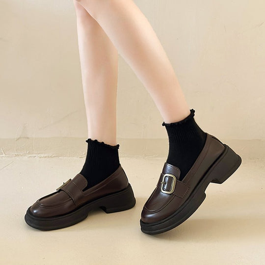 Damen modische Loafer mit dekorativem Schnallenakzent R&B
