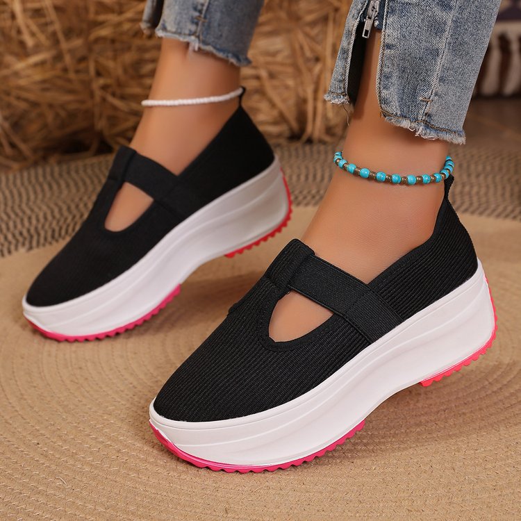 Damen Plateau-Sneaker im sportlich-eleganten Design mit elastischem Riemchen R&B
