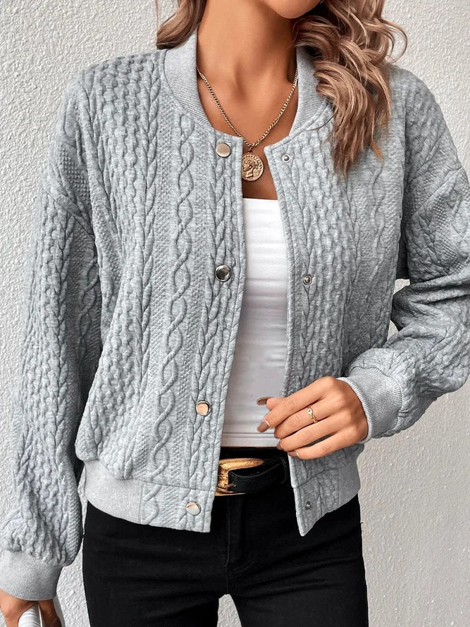 Damen Lässige Strickjacke mit strukturierter Oberfläche und Knopfleiste R&B