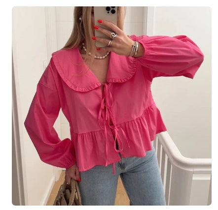 Damen Bluse mit Rüschendetails und tailliertem Schnitt R&B