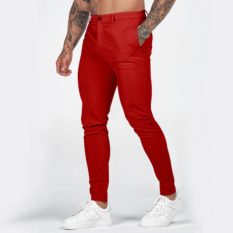 Herren elegante Slim-Fit Chinohose mit elastischem Bund und praktischen Taschen R&B