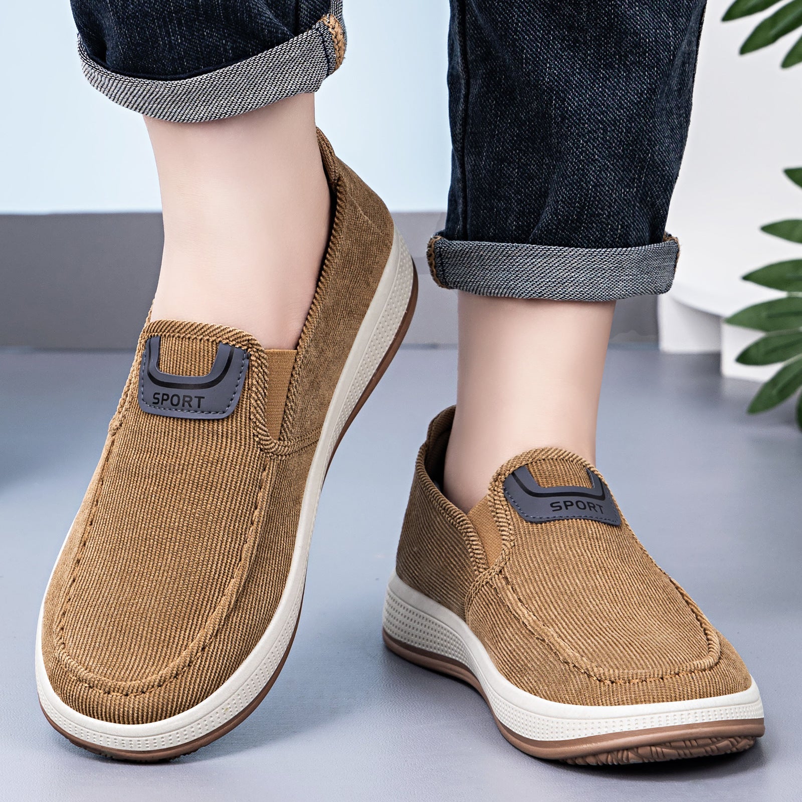 Damen Bequeme Slip-On Sport-Schuhe aus elastischem GewR&Be R&B