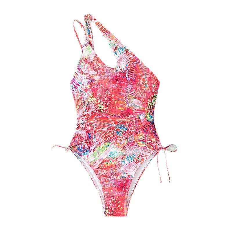 Damen Einseitiger Cut-Out Badeanzug mit verstellbaren Schnürdetails R&B