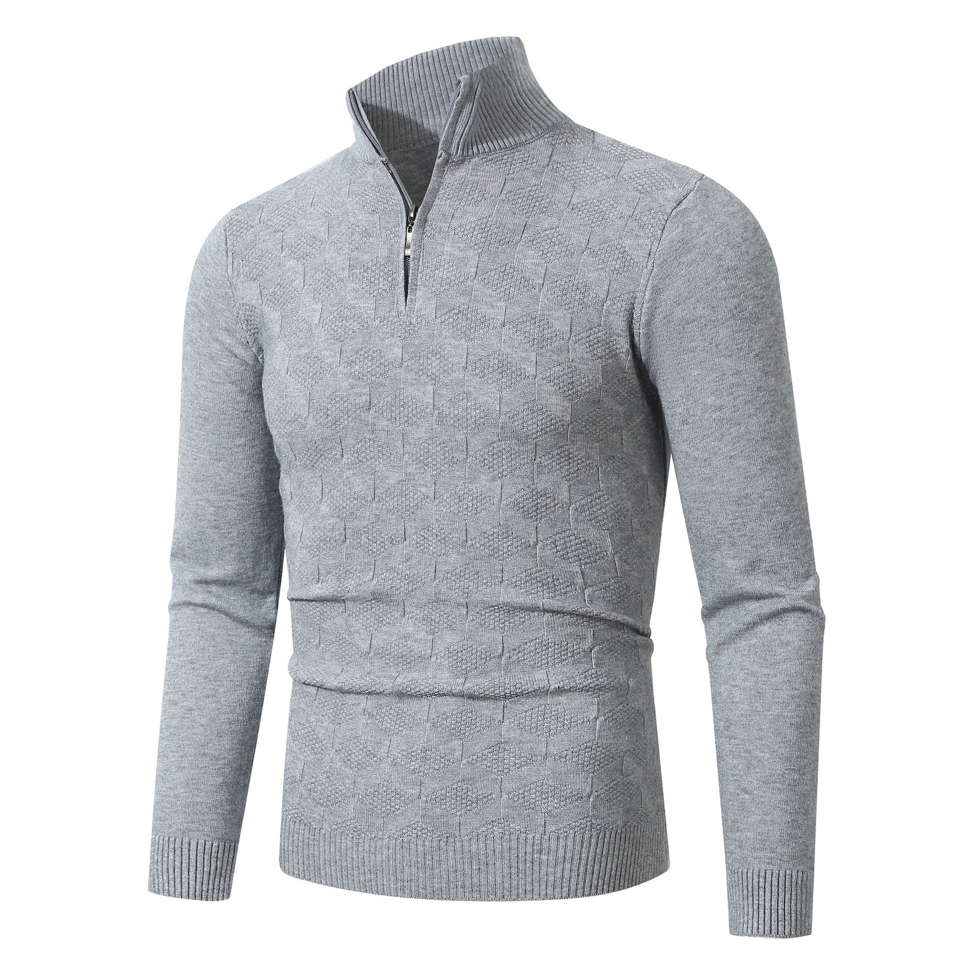 Herren modischer Strickpullover mit halbem Reißverschluss und strukturiertem Design R&B