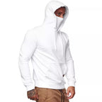 Herren nan Kapuzenpullover mit integriertem Schlauchkragen-Mundschutz, Kängurutasche und Rippbündchen R&B