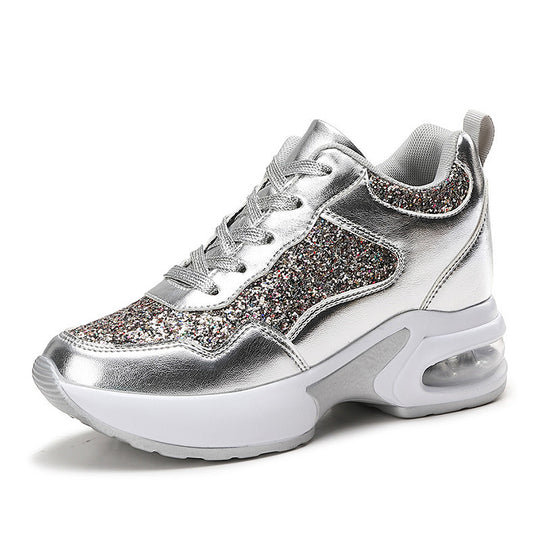 Damen nan modische Plateau-Sneaker mit Glitzerbesatz und sichtbarem Luftpolster R&B