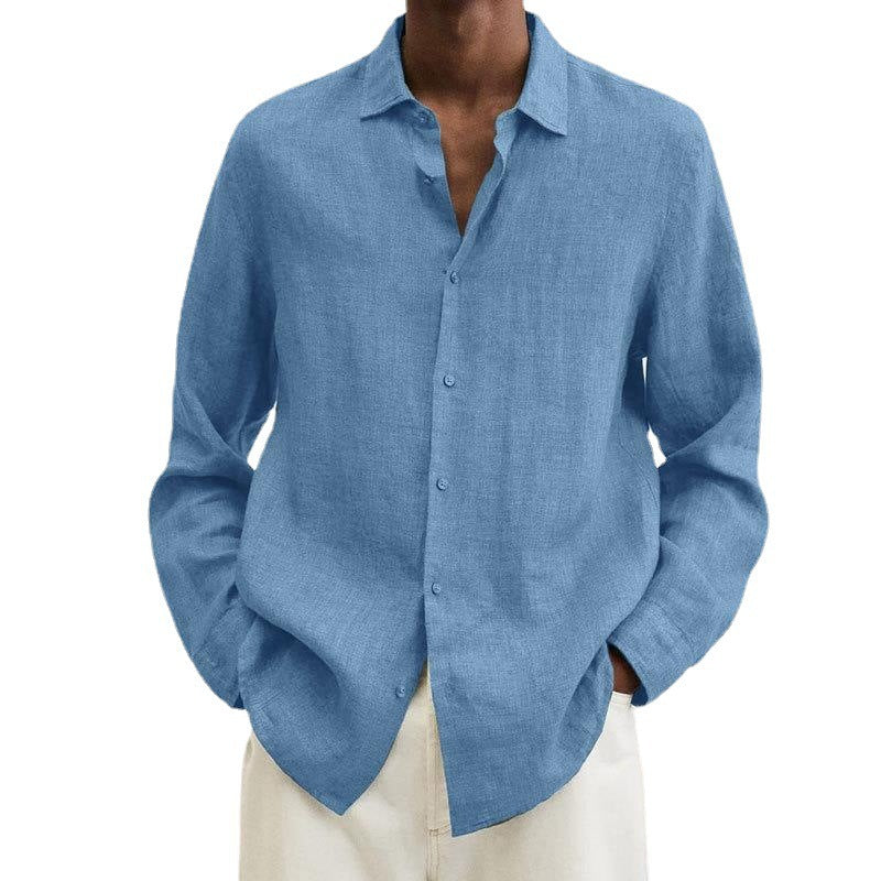 Herren nan leichtes Leinenhemd mit klassischem Kragen und lässigem Relaxed Fit R&B