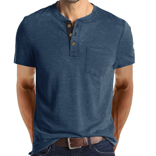 Herren T-Shirt mit strukturiertem Kragen und Brusttasche R&B