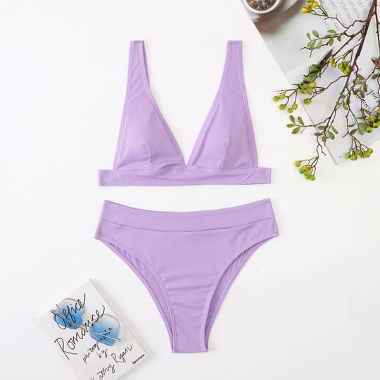Damen Hoch geschnittener Bikini mit atmungsaktivem Oberteil und elastischem Bund R&B