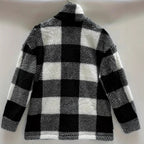 Damen Fleecejacke mit modernes Karomuster und praktischen Taschen