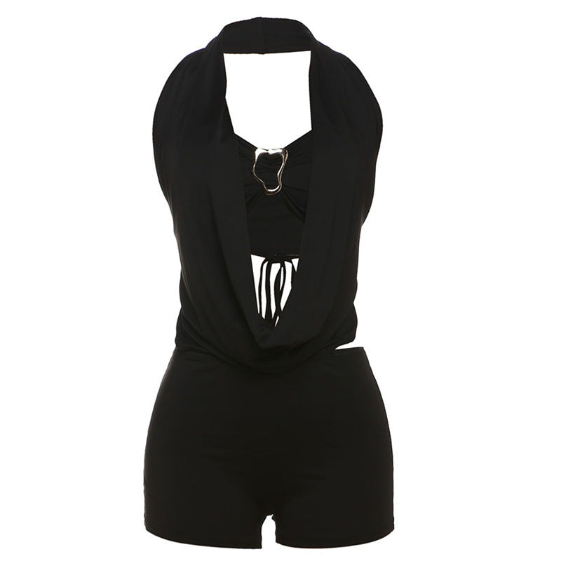 Damen Eleganter Badeanzug mit tiefem V-Ausschnitt und Wickeldetails R&B