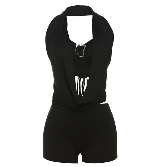 Damen Eleganter Badeanzug mit tiefem V-Ausschnitt und Wickeldetails R&B