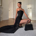 Damen Elegant abgeschnittenes Minikleid mit asymmetrischem Rock R&B