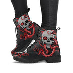 Damen Schnürstiefeletten mit kreativem Totenkopf-Design und robustem Profilsohle R&B