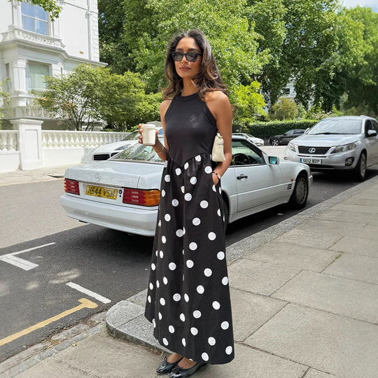 Damen Maxikleid mit modischem Punkte-Design und elegantem Schnitt R&B