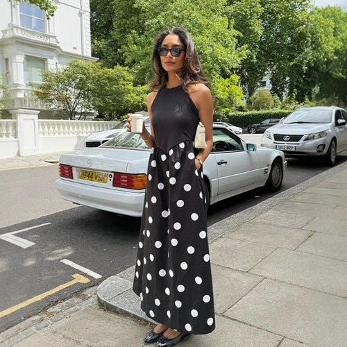 Damen Maxikleid mit modischem Punkte-Design und elegantem Schnitt R&B