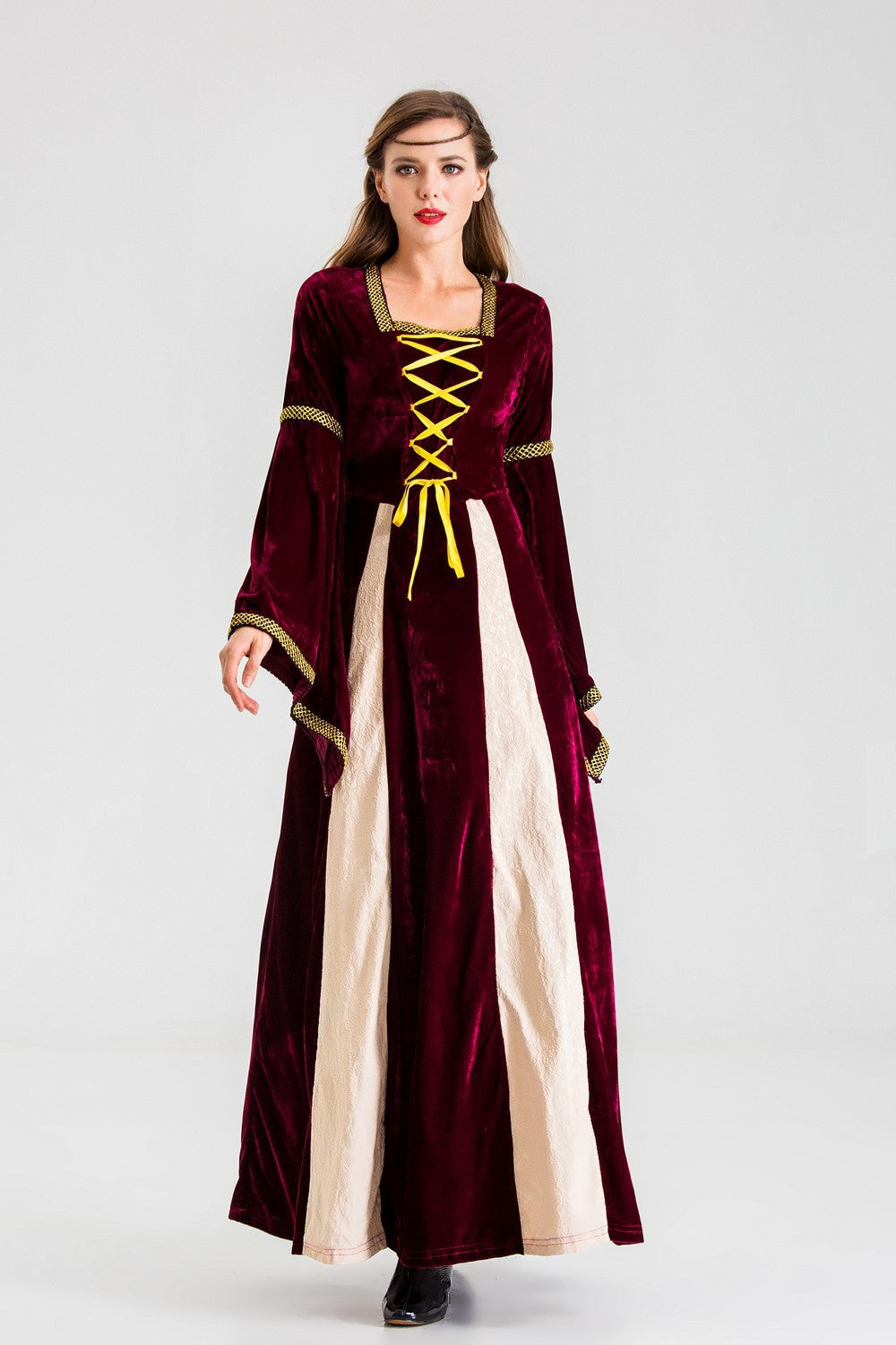 Damen historisches Märchenkleid mit langen Armen und dekorativer Schnürung R&B