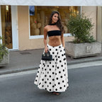 Damen Maxirock mit auffälligem Polkadot-Muster und voluminösem Schnitt R&B
