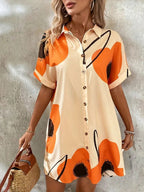 Damen Hemdblusenkleid mit floralem Druck und Knopfleiste R&B