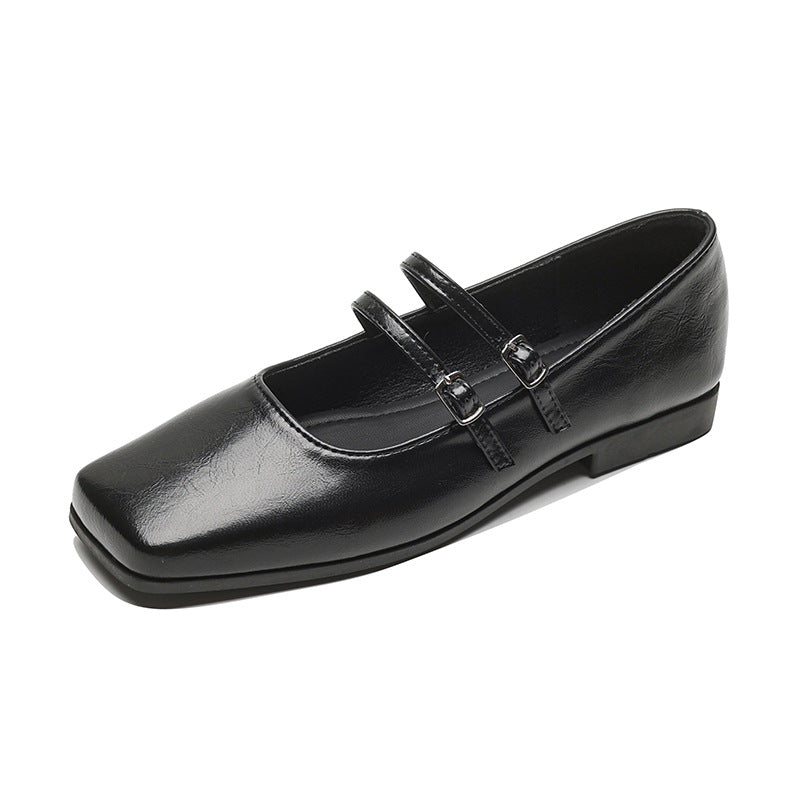 Damen elegante Ballerinas mit doppeltem Riemen und schimmerndem Obermaterial R&B