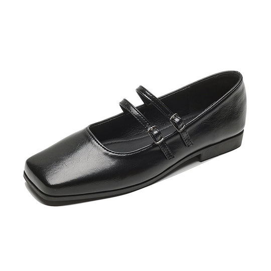 Damen elegante Ballerinas mit doppeltem Riemen und schimmerndem Obermaterial R&B