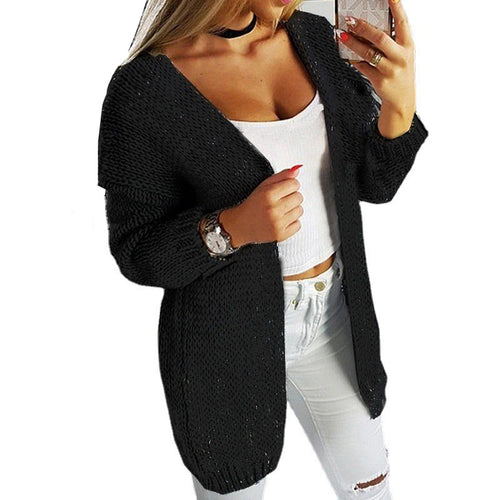Damen lässiger Strickcardigan mit offenen Seiten und tiefem V-Ausschnitt R&B