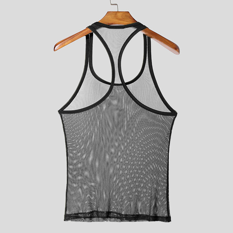Unisex nan atmungsaktives Netz-Top mit sportlicher Rückenpartie und elastischer Saumkante R&B