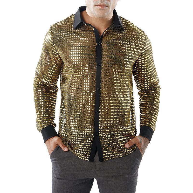 Herren Glänzendes Partshirt mit Strassmotiven R&B