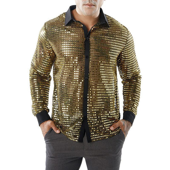 Herren Glänzendes Partshirt mit Strassmotiven R&B