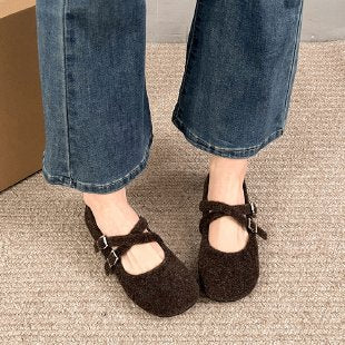 Damen Komfortable Ballerinas mit modischem Riemchenverschluss R&B