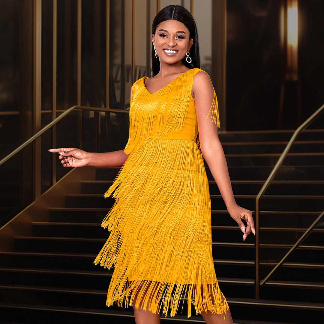 Damen Fransen Kleid R&B