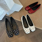 Damen elegante Ballerinas mit schickem Quadratfuß und glänzender Oberfläche R&B