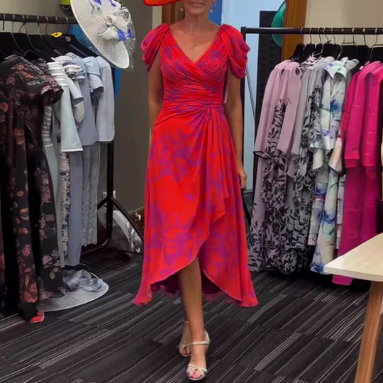 Damen Maxikleid mit dekorativer Wickeloptik und voluminösen Ärmeln Heidi-Mode