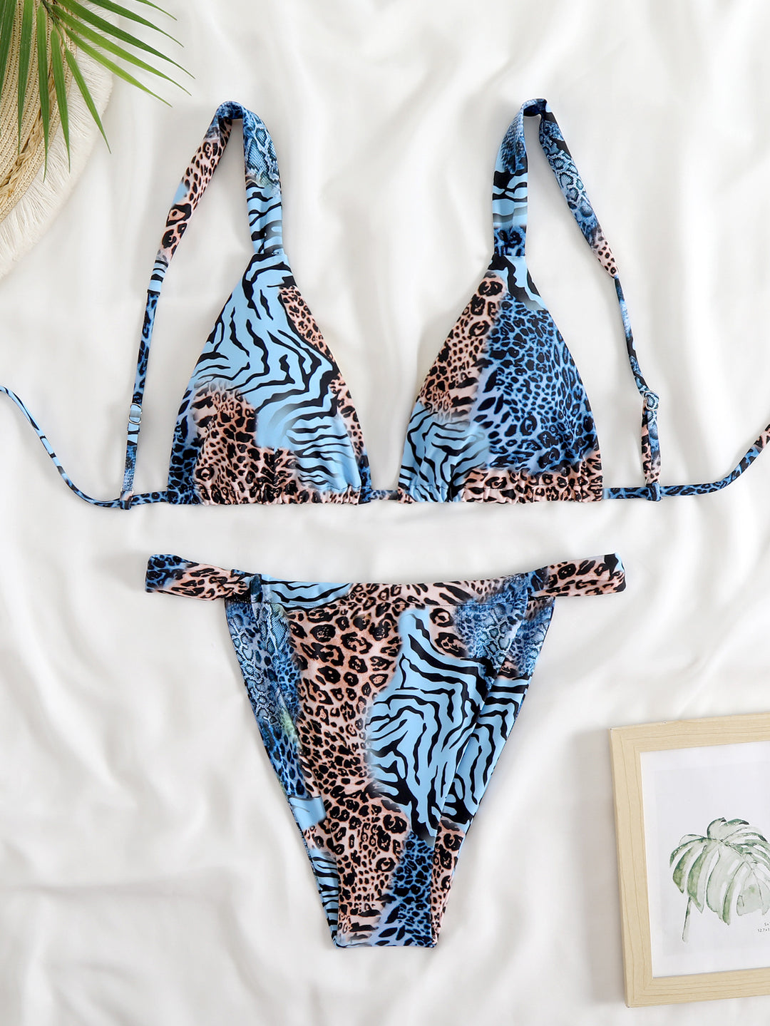 Damen Triangel-Bikini-Set mit modischem Tiermuster R&B