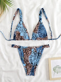 Damen Triangel-Bikini-Set mit modischem Tiermuster R&B