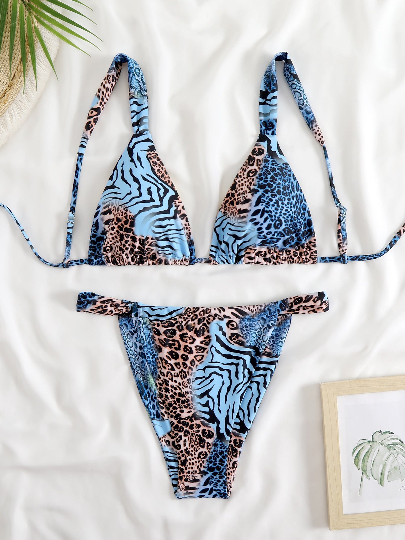 Damen Triangel-Bikini-Set mit modischem Tiermuster R&B