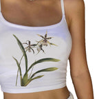 Damen Crop-Top mit floralem Design und schmalen Trägern R&B