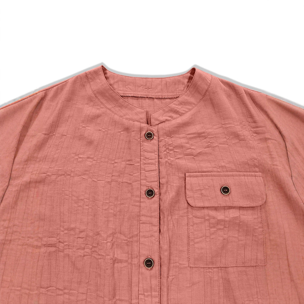 Damen lässige Bluse mit strukturiertem Stoff und Knopfdetail R&B