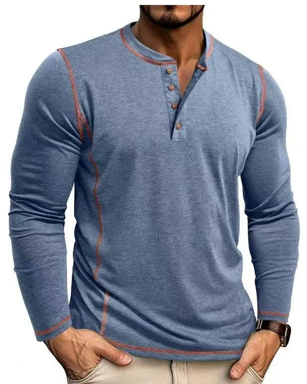 Herren Langarmshirt mit Knopfleiste R&B
